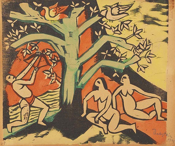 Hermann Max Pechstein - Woodcut in colors