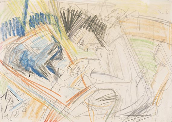 Kirchner, Ernst Ludwig - Colored chalk drawing